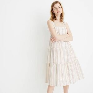 Madewell Button Back Multicolor Rainbow Striped Midi Dress